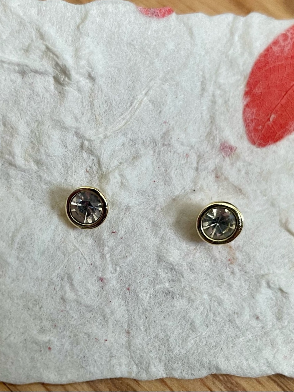 Gold-Trim Clear Crystal Stud Earrings - Women Jewelry